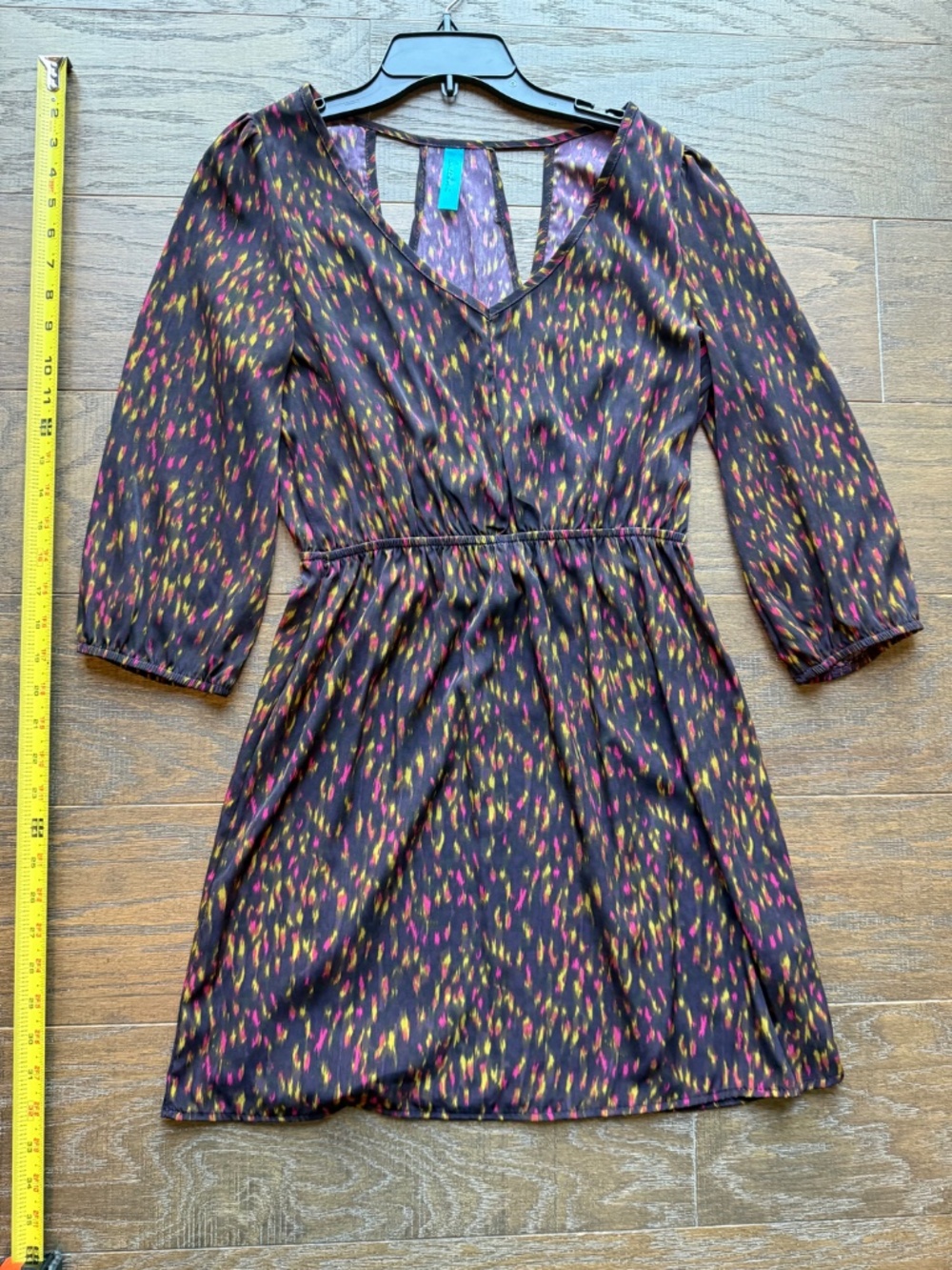 Buttons Abstract Print Open Back Dress Size S Made in USA Worn Once